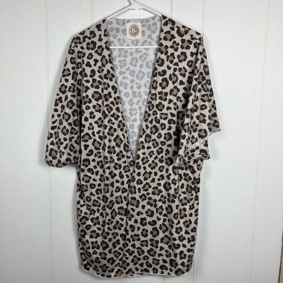 Tees2UrDoor Women Kimono L/XL Animal Print Lightweight Short Sleeve Multicolor - Picture 1 of 5